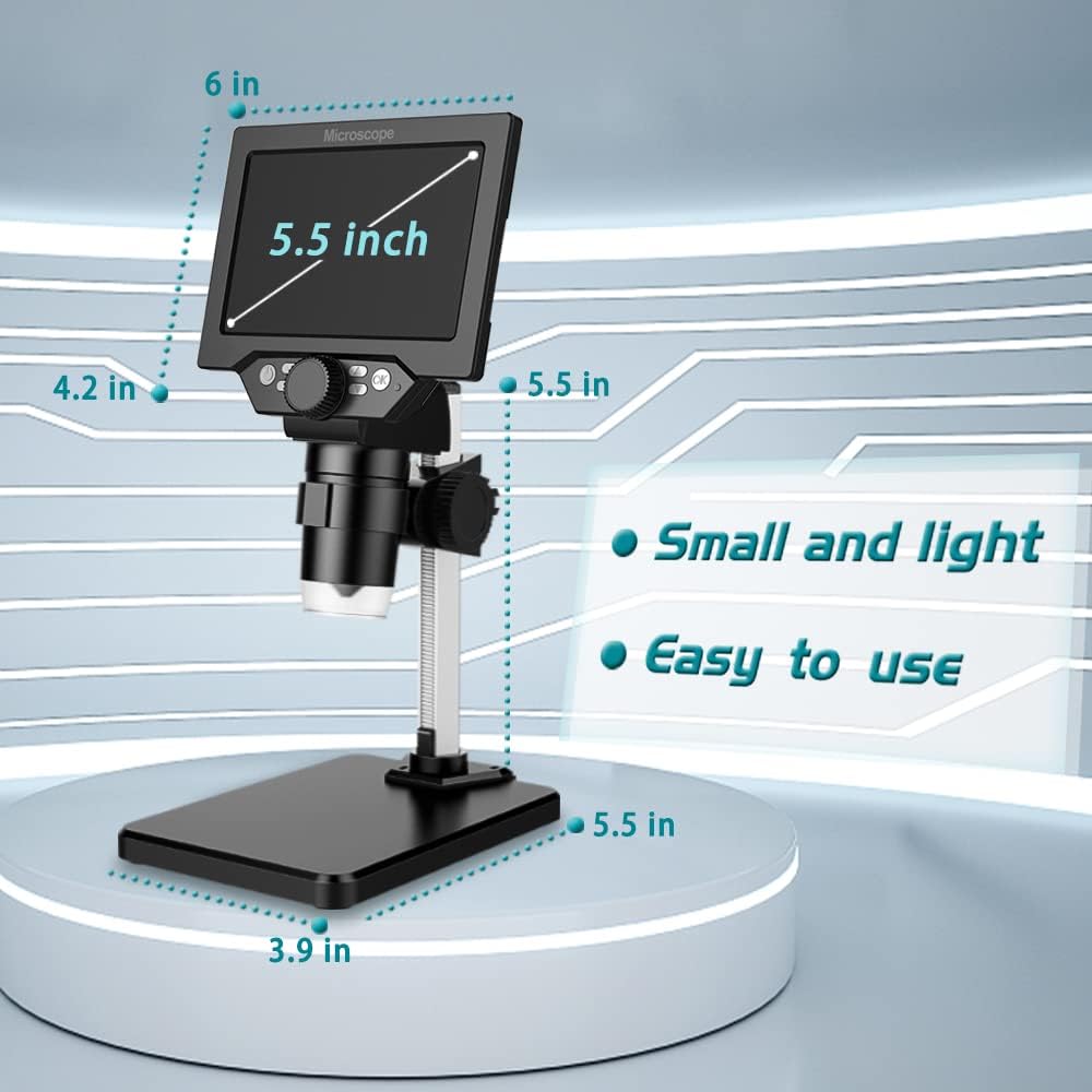 Microscope numérique G1000 1-1000X LCD 5.5 pouces HD Portable 8 LED 10MP