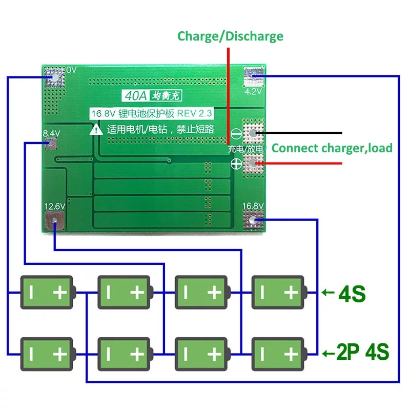 BMS 4s 40A chargeur batterie Lithium-ion 18650