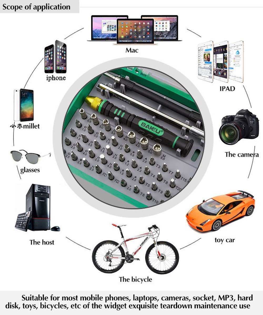 Kit de Tournevis BAKU BK-3051 – Outil de Précision pour Réparation, Multi-Têtes Interchangeables