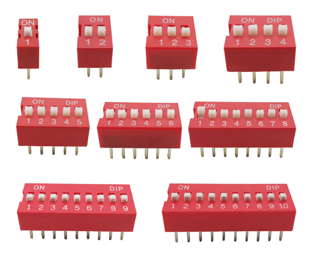 Interrupteur  Bascule Glissiere  1 2 3 4 5 6 7 8 9 10 12 Bits rouge