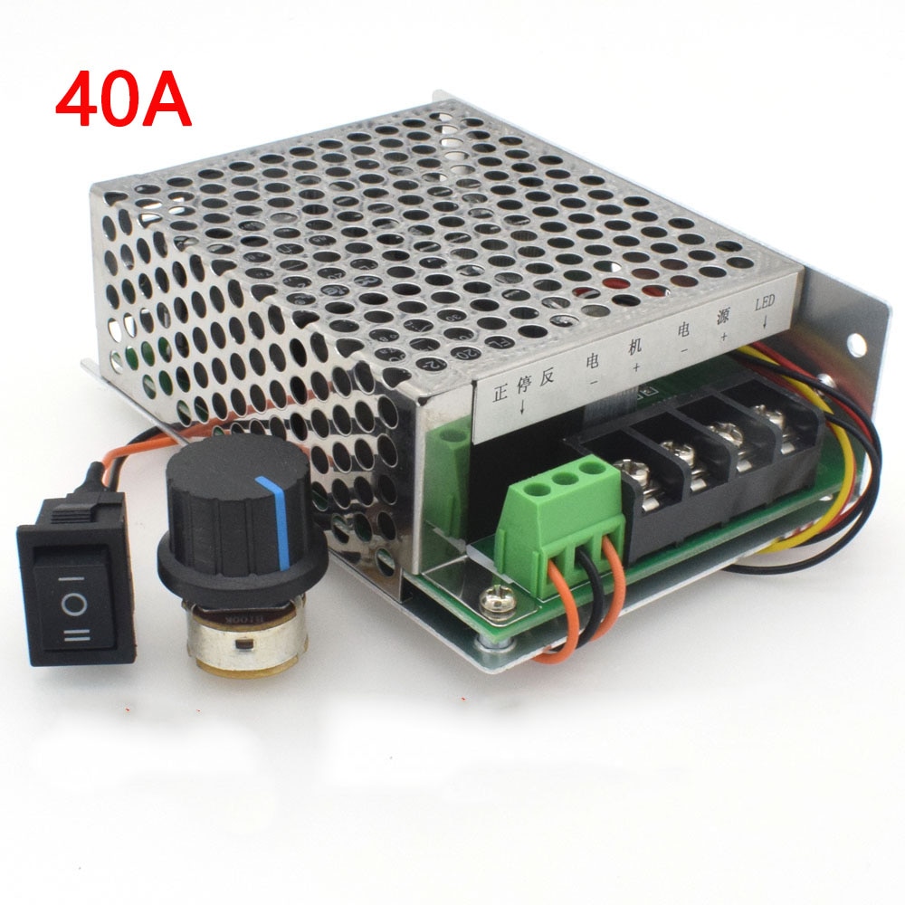 PWM 40A controleur de vitesse de moteur DC 12v 24v 36v 48v avec interrupteur d'inversion