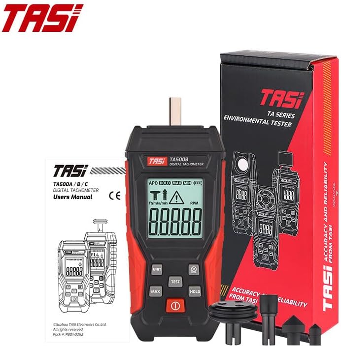 Tachymètre photoélectrique numérique LCD TASI TA500B RPM Tachymètre Testeur de vitesse