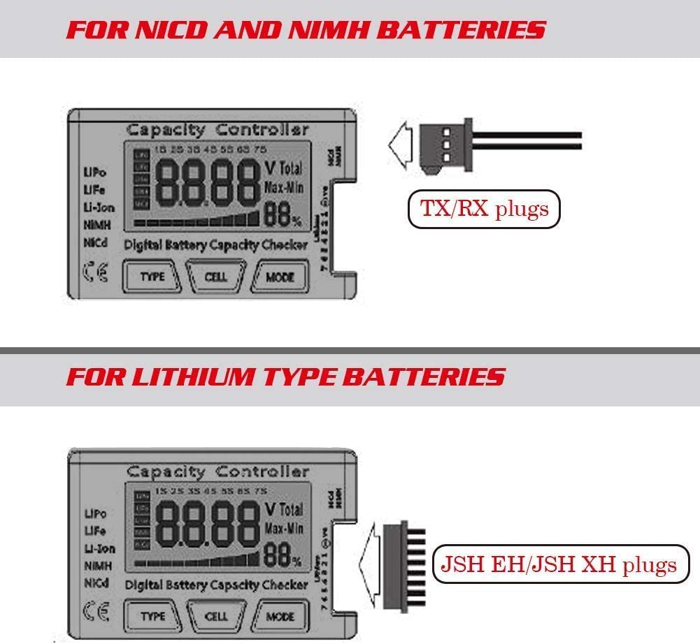 Contrôleur numérique de capacité de batterie RC CellMeter-7