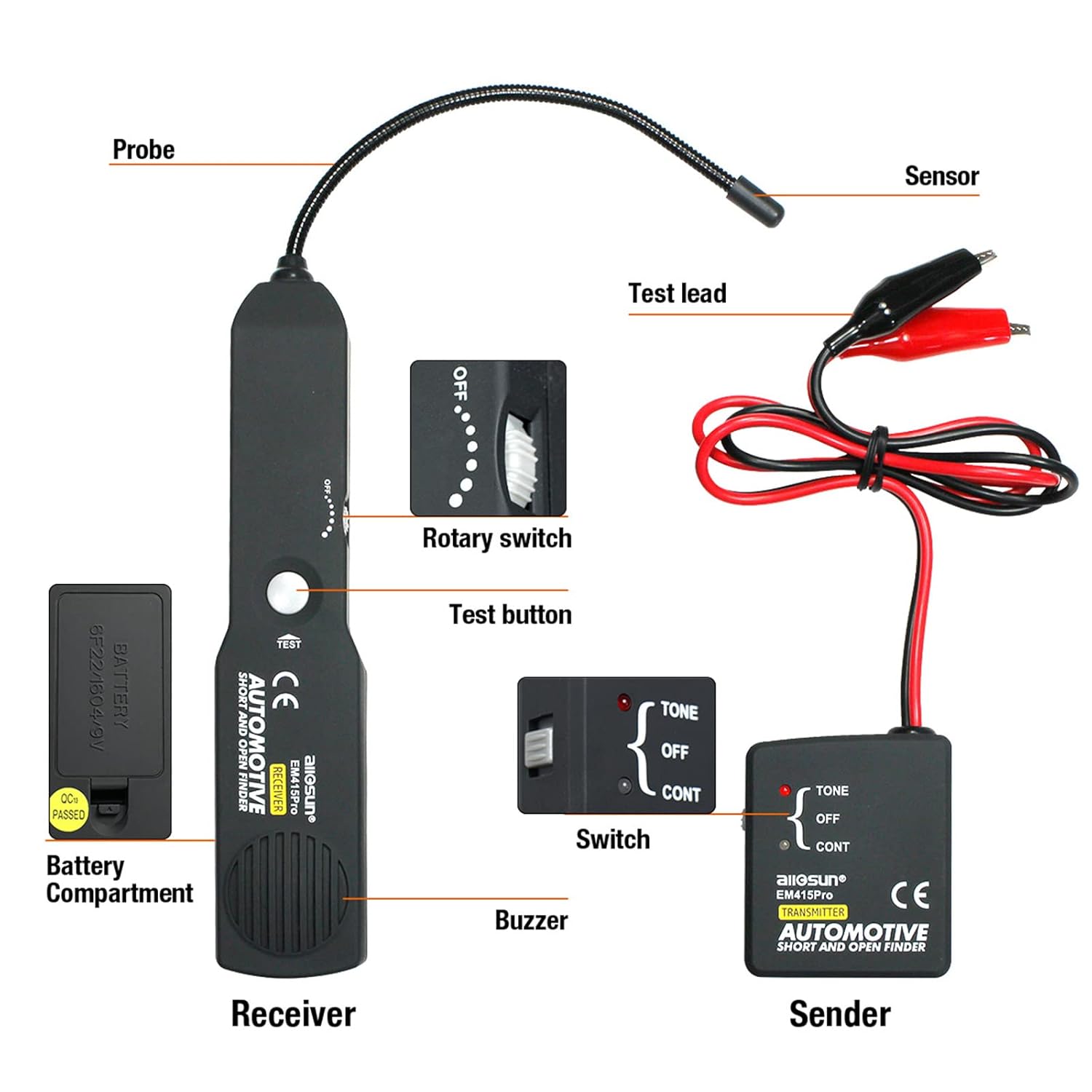 EM415PRO Detecteur Court Circuit Testeur de Rupture de Fil de Voiture