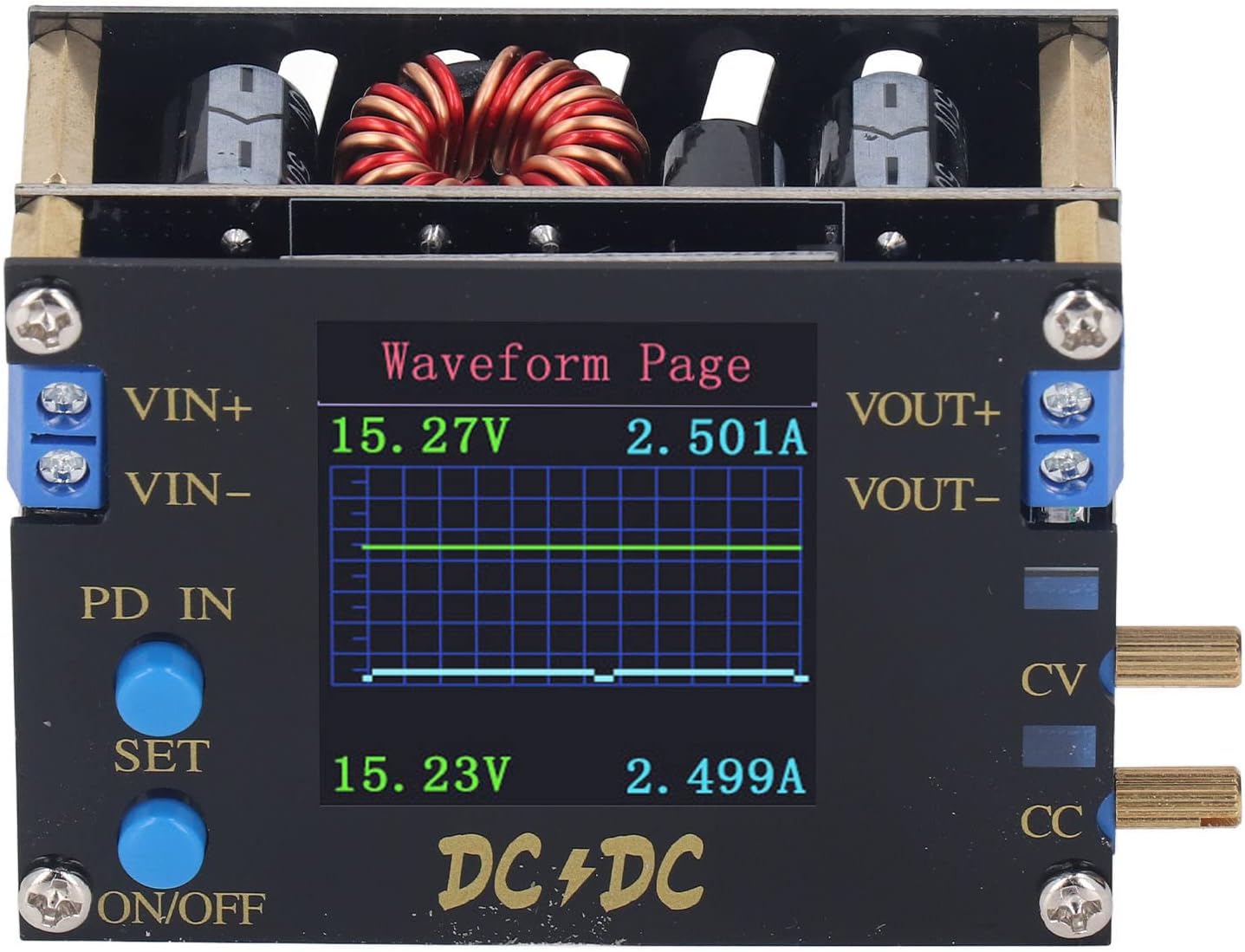 Alimentation Réglable DC DC-Convertisseur  Boost/Buck CC CV Power Tech 0.5-30V 5A Voltmètre