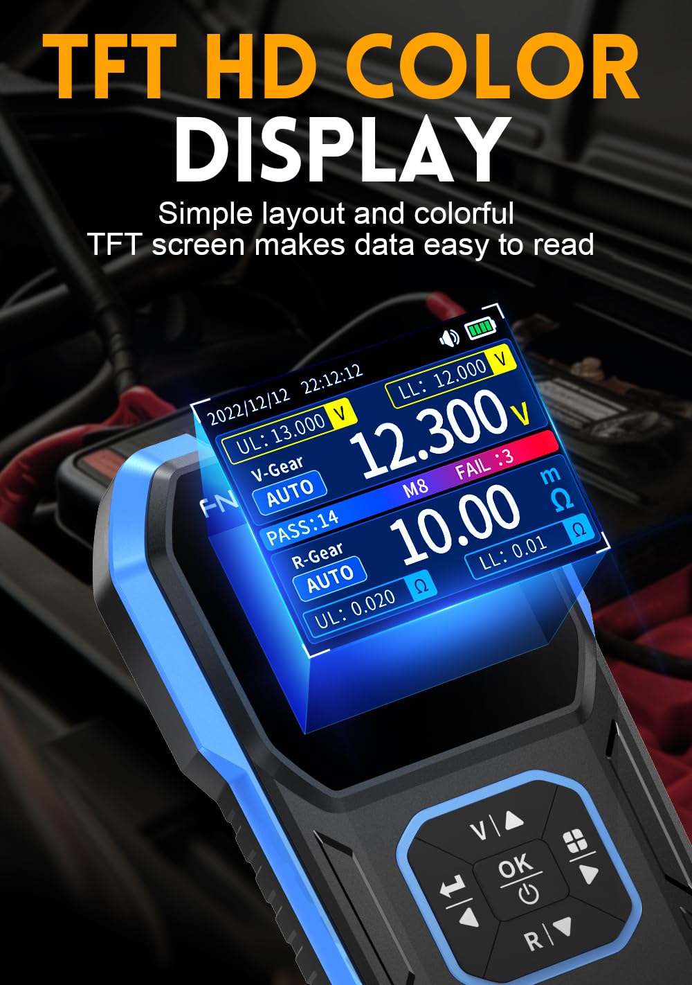 FNIRSI HRM-10 Testeur de  tension  résistance interne et  condensateur de batterie de voiture au plomb-lithium acide