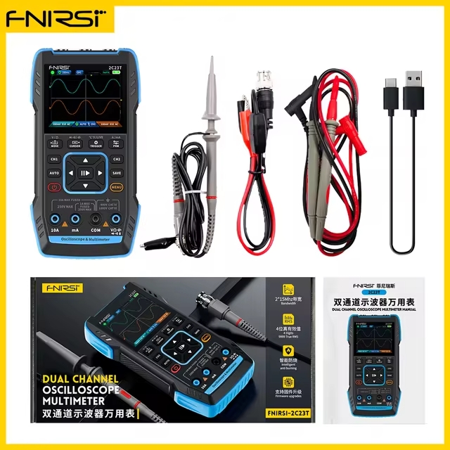 FNIRSI-Oscilloscope numérique 2C23T, MULTIMETRE + générateur de signal de fonction, dernier canal touristique 3 en 1