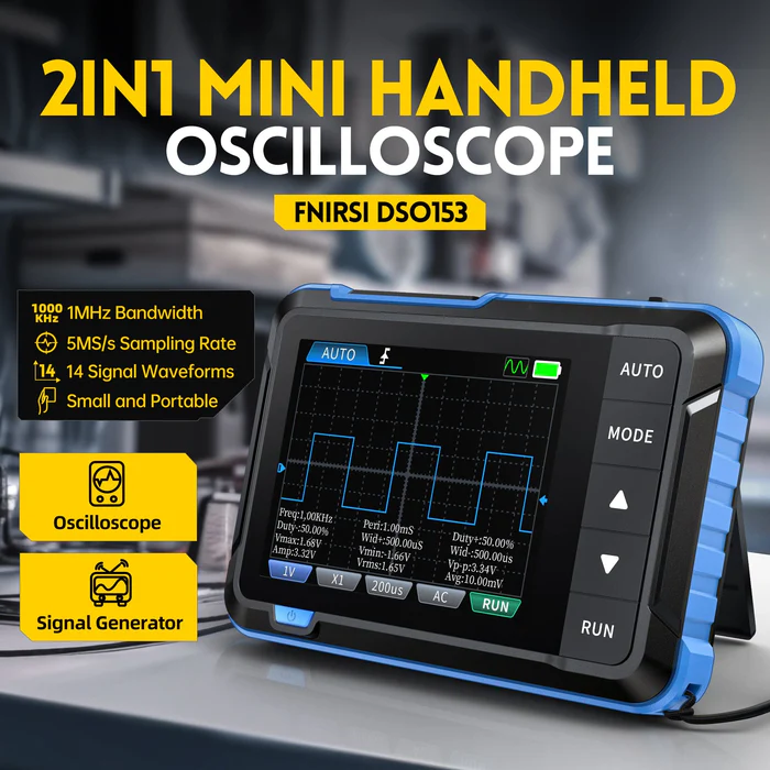 FNIRSI-Oscilloscope numérique DSO153 2-EN-1 Mini Numérique Oscilloscope ET Générateur