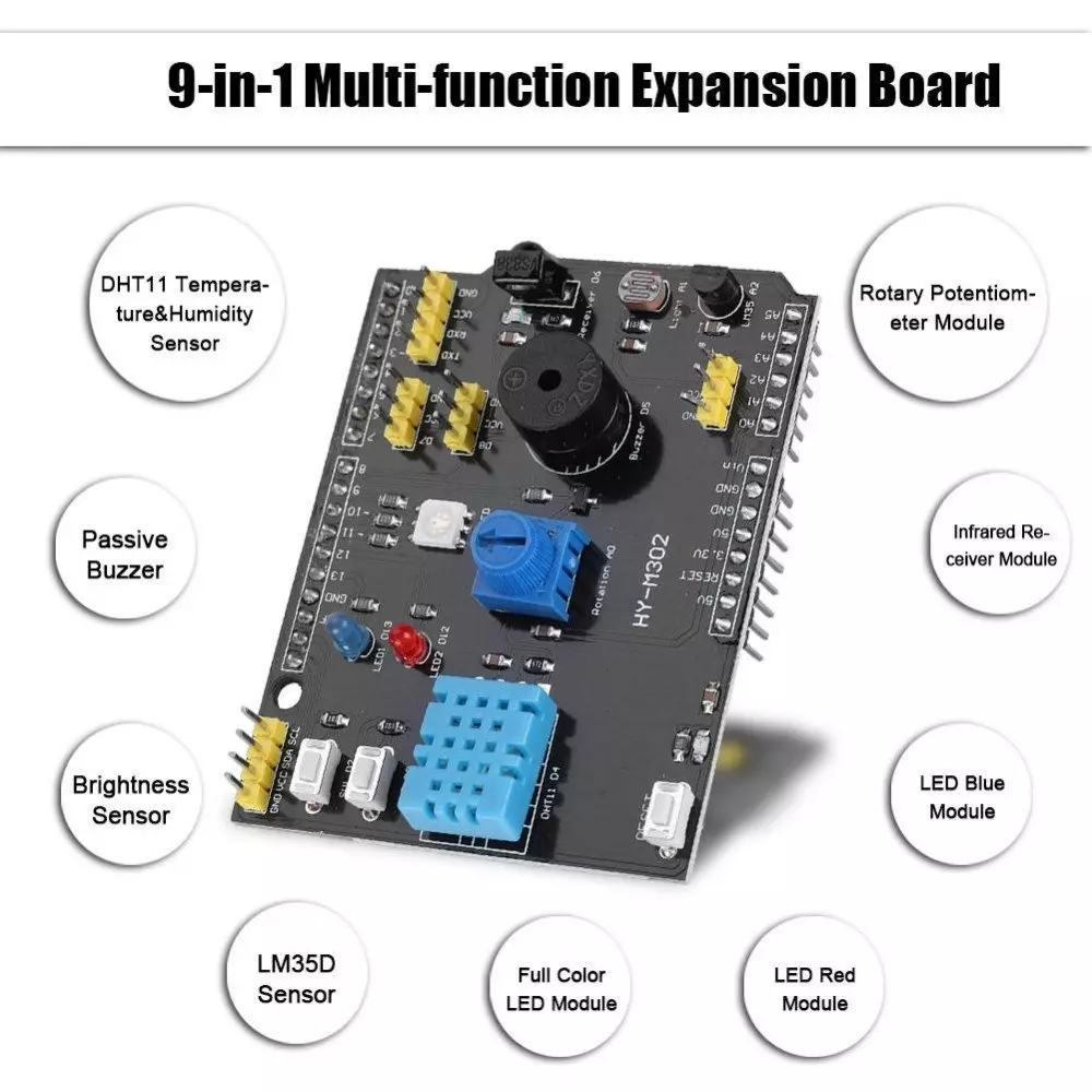 Carte d’extensions multifonction 9 en 1 (DHT11+LM35)