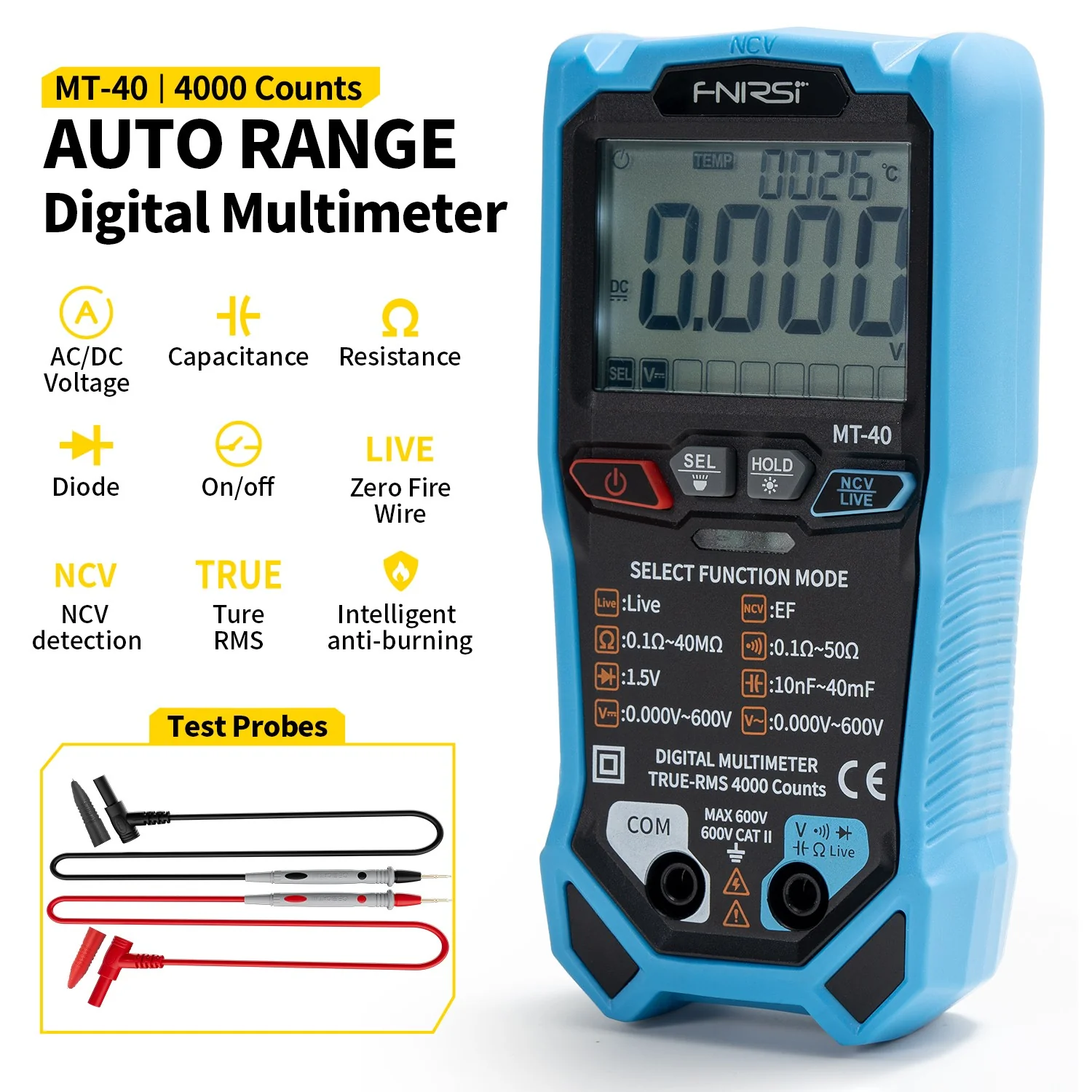 Multimetre numerique intelligent FNIRSI® MT-40