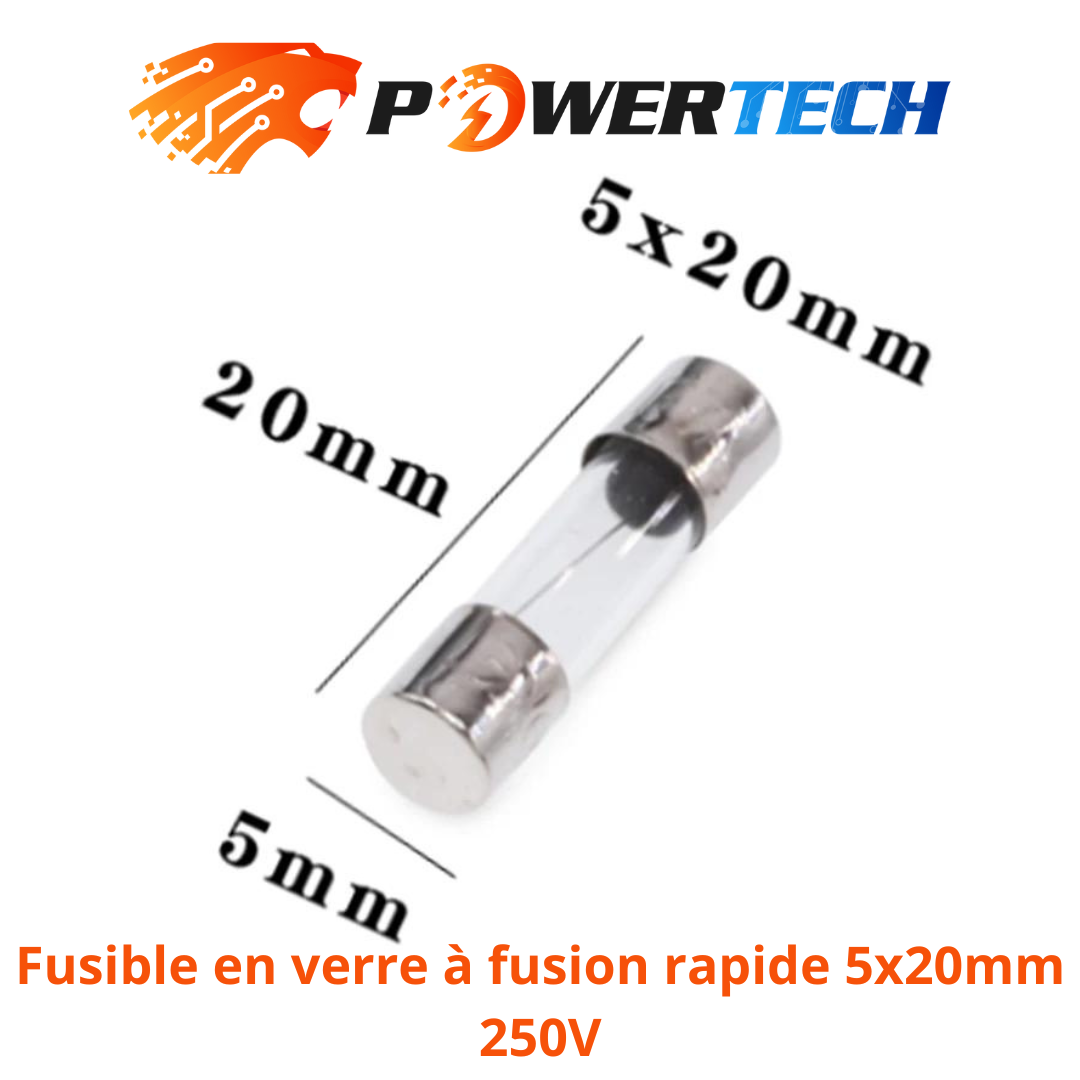 Fusible en verre à fusion rapide 5x20mm 250V