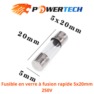 Fusible en verre à fusion rapide 5x20mm 250V