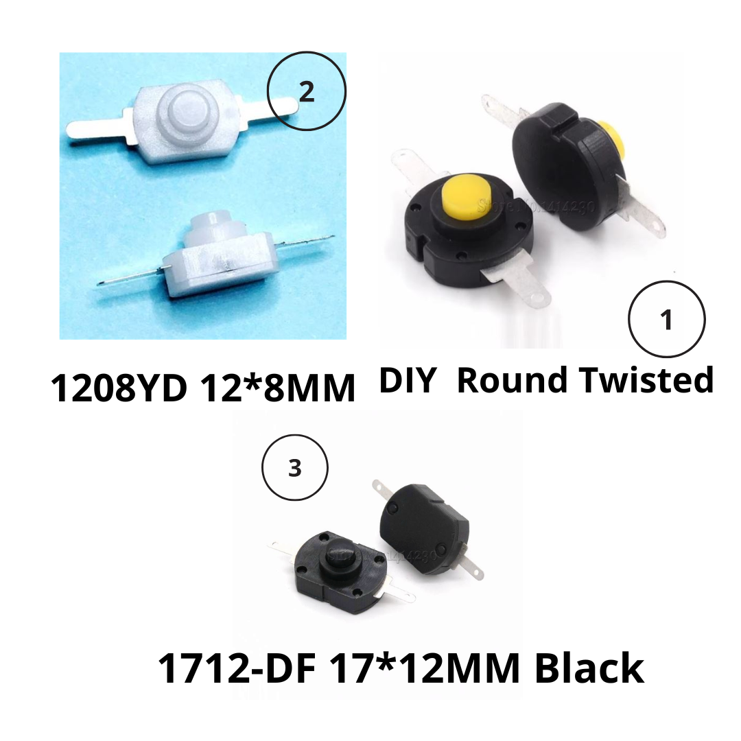 Switch for Electric Torch White On Off Mini Push Button  1208YD 12*8MM DC 30V 1A