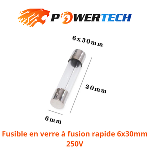 Fusible en verre à fusion rapide 6x30mm 250V / 3.15A  5A  6A  6.3A  7A  8A /