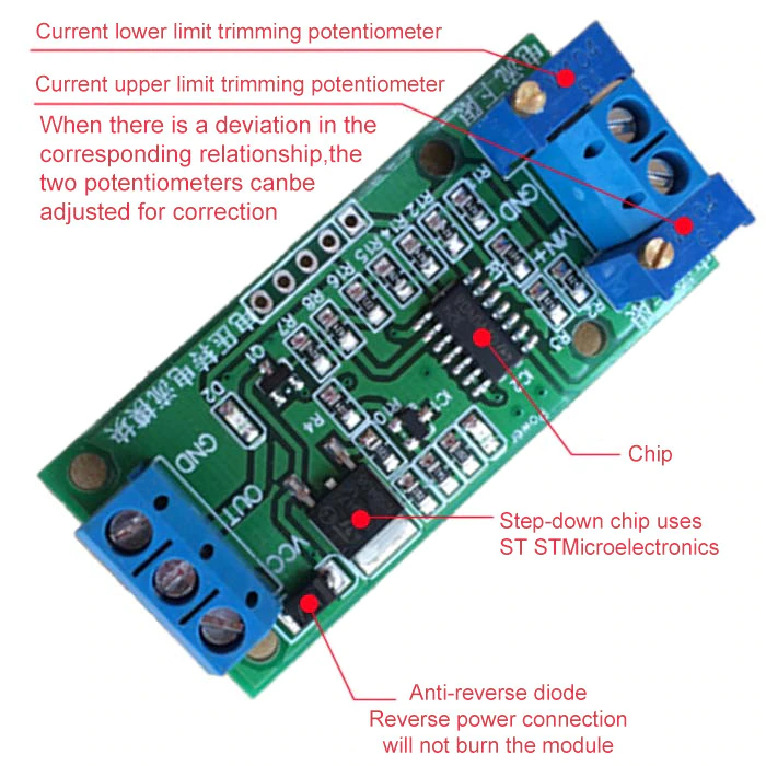 MODULE CONVERSION DE SIGNAL TENSION TO COURANT 0-5V To 4-20mA