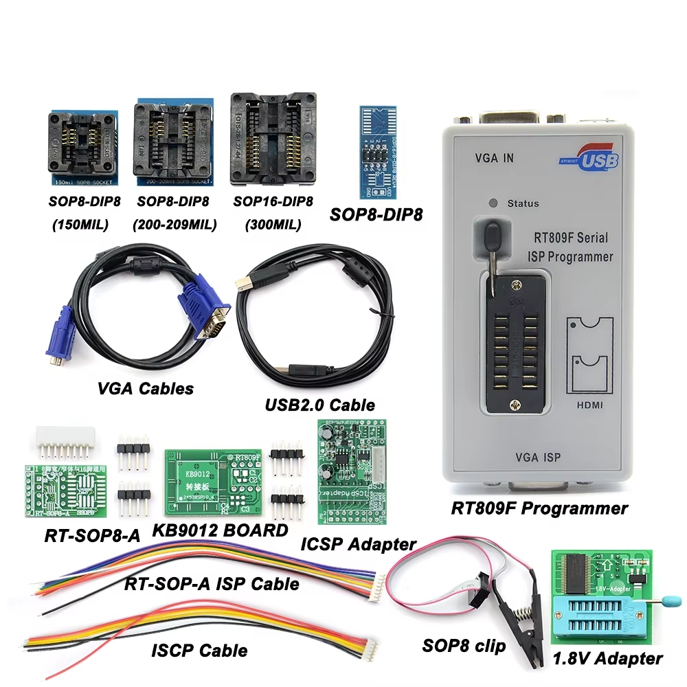 Programmeur RT809F d'origine + 12 adaptateurs