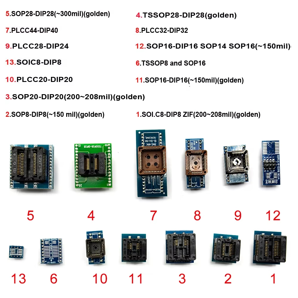 Prise adaptateur de programmeur vers Dip  TSSOP28 SSOP28 SOP28-DIP28 SOP20 SOP16 SOP8 150mil 200mil