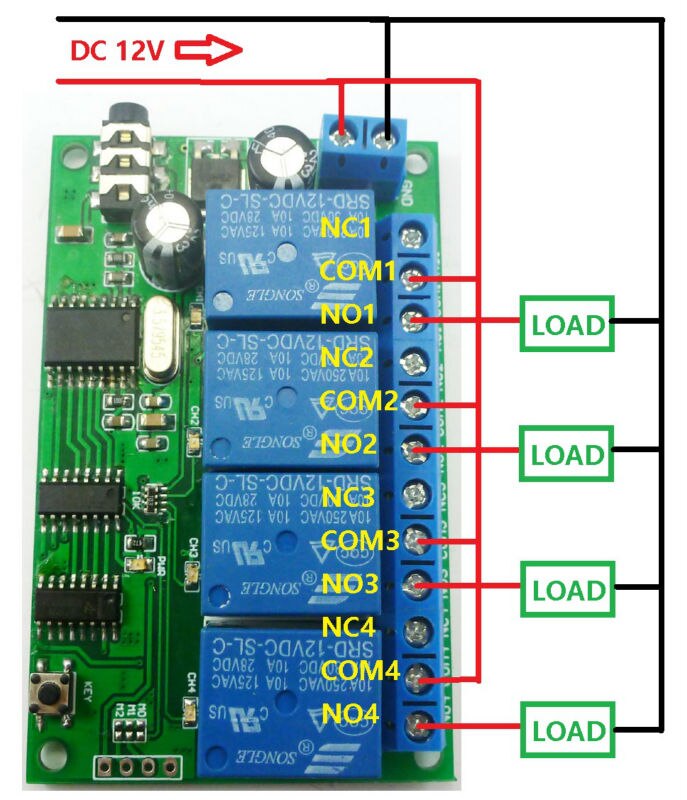 Module décodeur de voix MT8870 dtmf l AD22B04 + Relais 4 canaux
