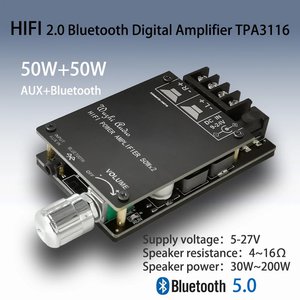 Amplificateur audio  sans fil Bluetooth 5.0 50W + 50W TPA3116 ZZ-502C 2x50W