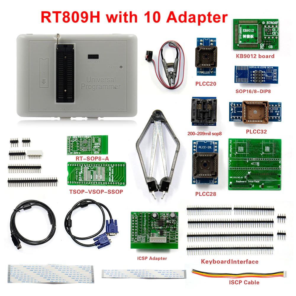Programmateur universel RT809H avec 10 adaptateurs