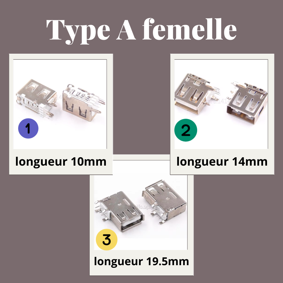 Connecteur USB Type A femelle 90 degrés