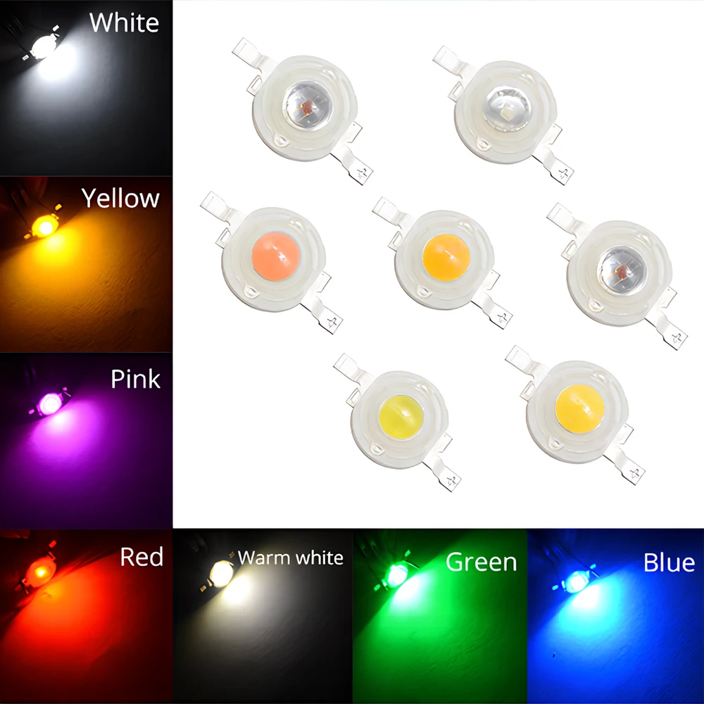 LED 3W  blanc/blanc chaud/rouge/ultraviolet/orange/vert/Bleu 8mm,