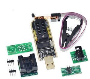 PROGRAMMATEUR USB CH341A + PINCE DE TEST + SUPPORTS SOP8