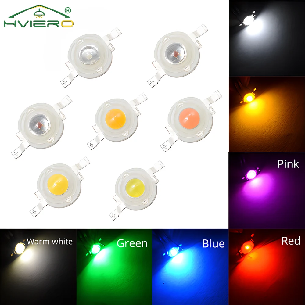 LED 3W  blanc/blanc chaud/rouge/ultraviolet/orange/vert/Bleu 8mm,