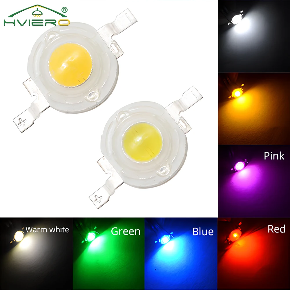 LED 3W  blanc/blanc chaud/rouge/ultraviolet/orange/vert/Bleu 8mm,