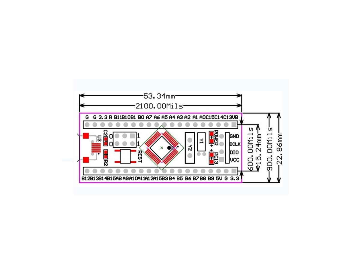 Carte de développement CH32F103C8T6 USB  TYPE C STM32  bleu pille