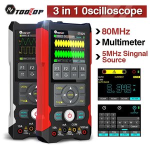 oscilloscope MULTIMETRE portable TOOLTOP ET829 + DMM + Générateur de formes d'ondes 3 en 1 à double canal avec une bande passante de 80 MHz