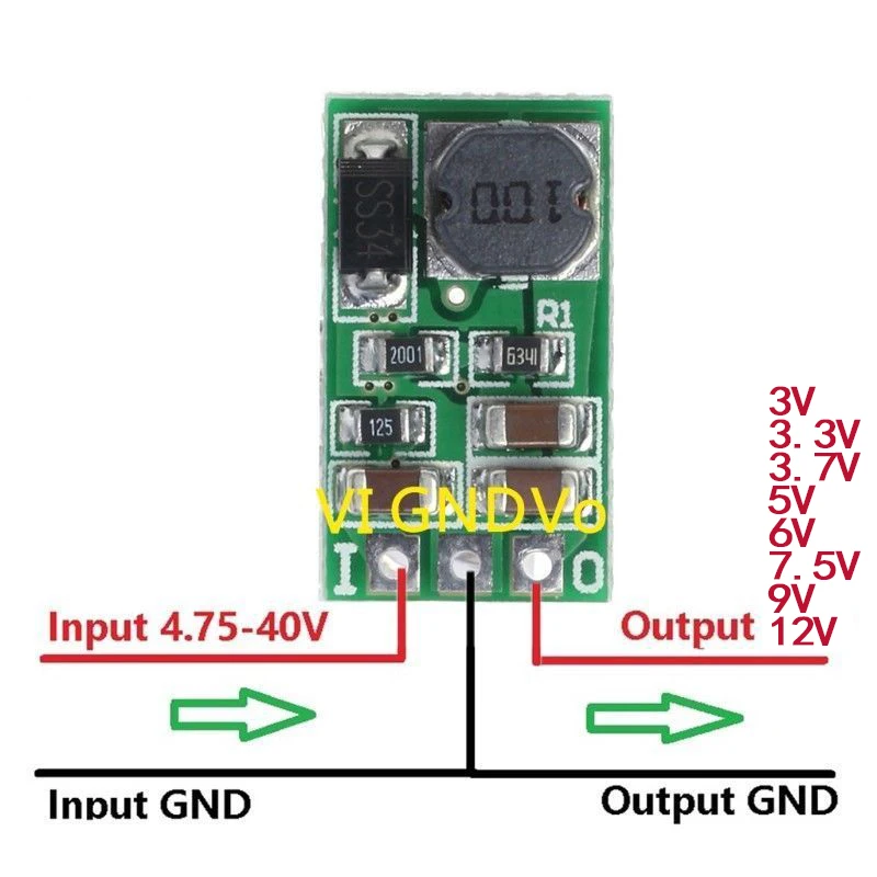 DD4012SB  Mini convertisseur Abaisseur Elevateur  DC 1A 5-40V  TO   3.3V  5V  12V  Boost Step-up