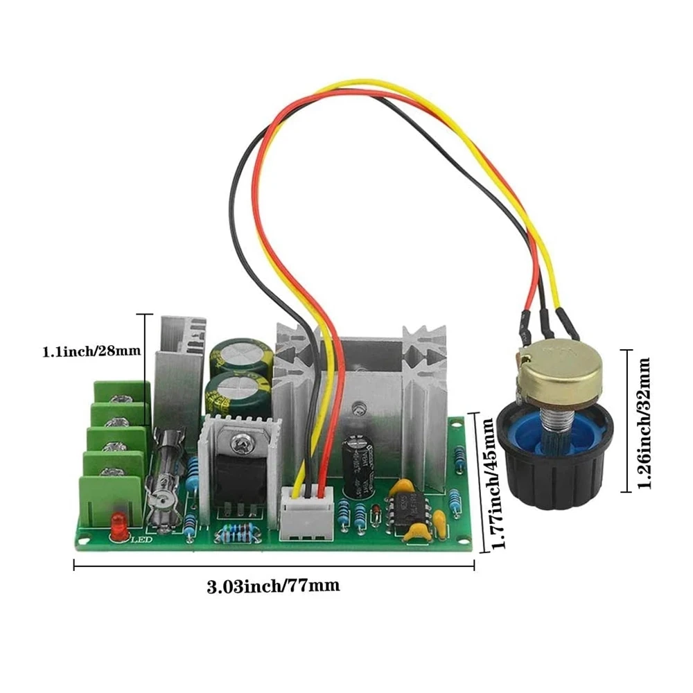 RÉGULATEUR VITESSE MOTEUR DC 10-60VDC 20A 1200W PWM