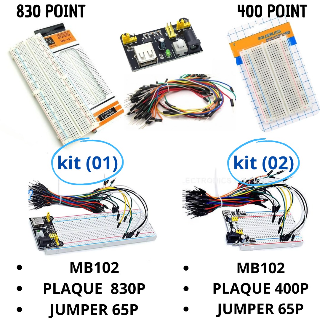 Plaque d'essais 400 830 Points / 65 PCS Câbles DE CONNEXION / MB102 Alimentation de plaque