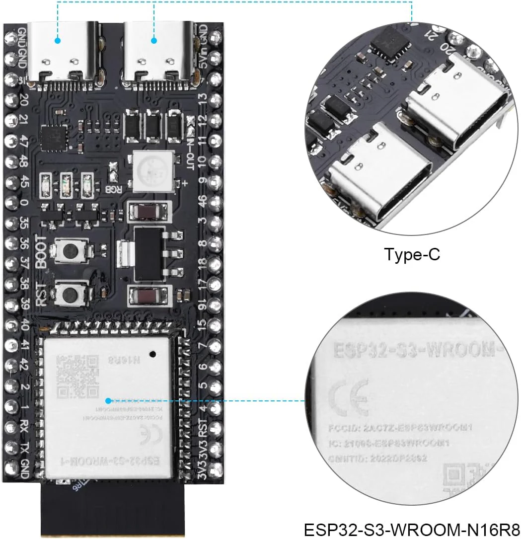 carte de développement ESP32 S3 Dual USB AI-DevKit M-1 N16R8