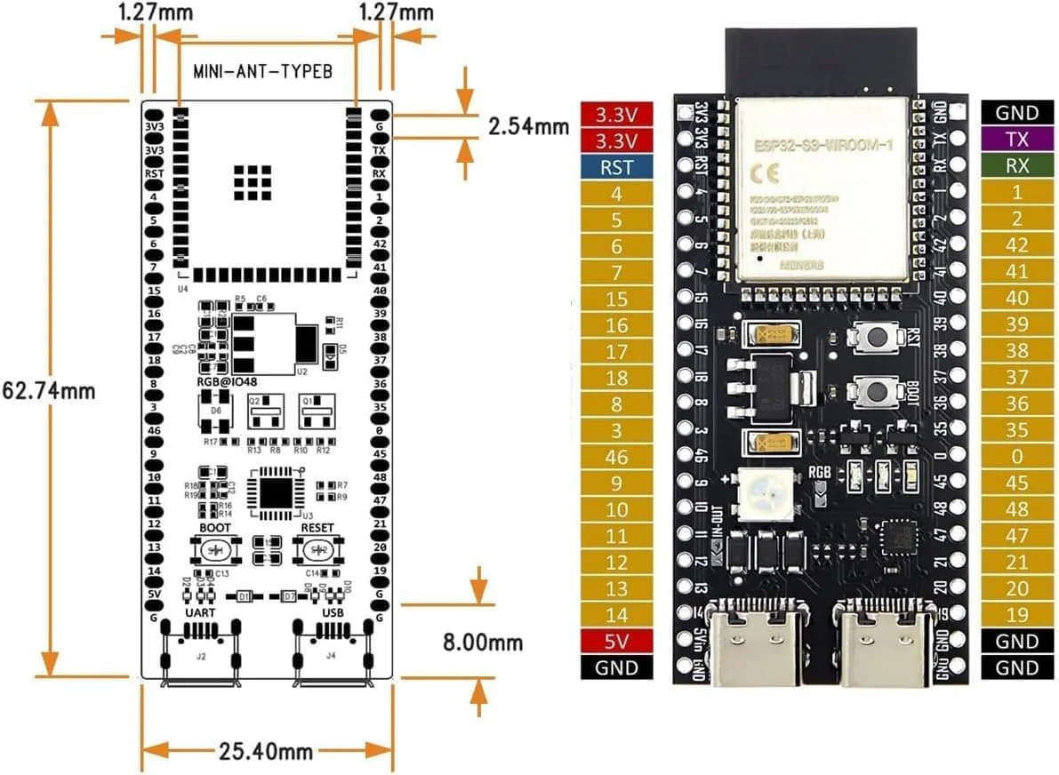 carte de développement ESP32 S3 Dual USB AI-DevKit M-1 N16R8