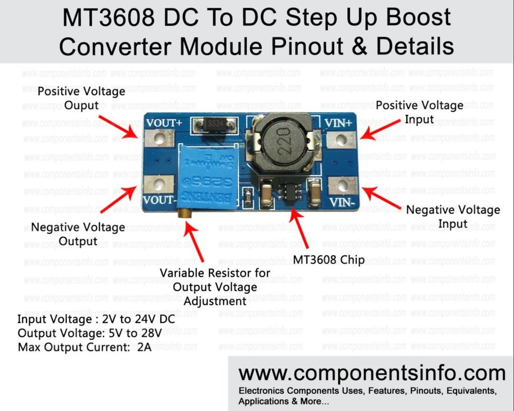 Module de Élévateur DC-DC 2A  MT3608  5 V ~ 28 V  TO  2V  ~  24V