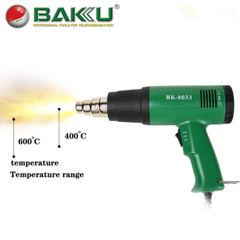 Pistolet à Air Chaud BAKU BK-8033 - Température Réglable, Chauffage Rapide, Idéal pour Soudure et Réparation Électronique