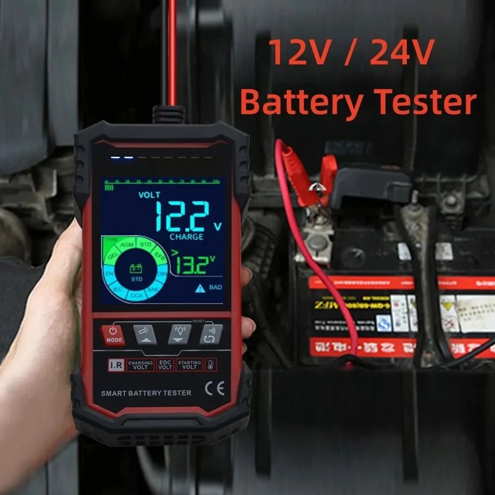 TOOLTOP ET2202 Testeur de batterie intelligent Écran couleur 3,2 pouces Sélection intelligente de la batterie 12,0 V 24,0 V