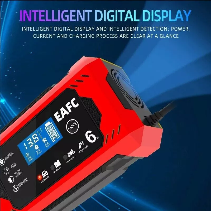 Chargeur de batterie de voiture intelligent automatique 12 V 6 A EAFC