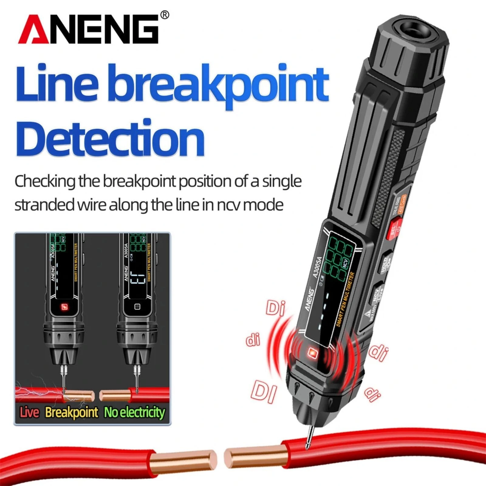 ANENG A3005A stylo capteur multimetre Intelligent, testeur de sequence de phases pour le depannage electrique