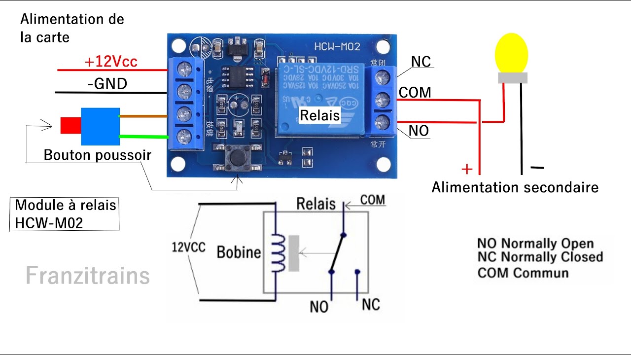 Module de relais Bistable 5V/12V/24V à bouton unique,