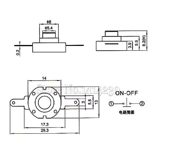 Switch for Electric Torch White On Off Mini Push Button  1208YD 12*8MM DC 30V 1A