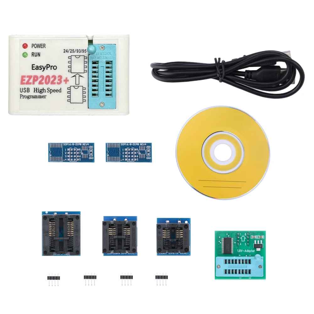 Programateur EZP2023 Support24 25 93 EEPROM 25 Flash BIOS Puce ensemble complet avec 12 Adaptateurs